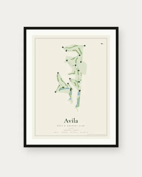 Avila Golf & Country Club golf course map print