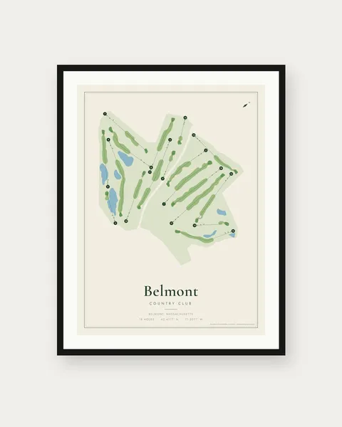 Belmont Country Club golf course map print