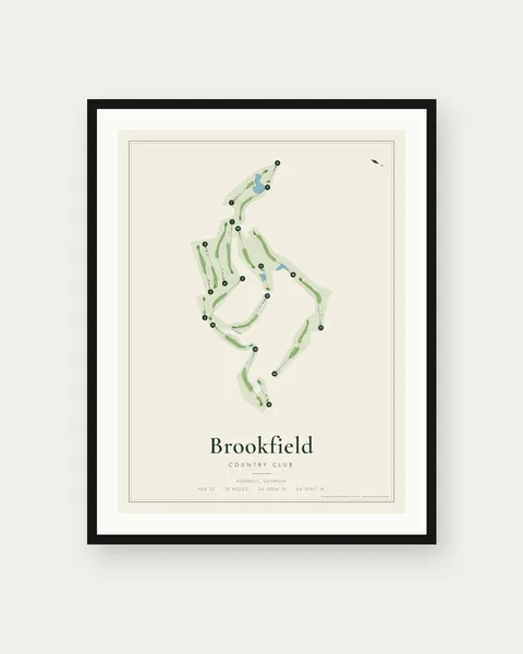 Brookfield Country Club golf course map print