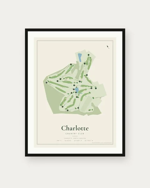 Charlotte Country Club golf course map print