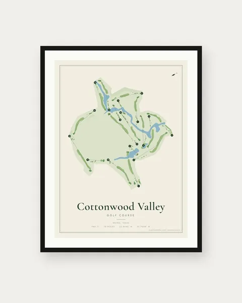 Cottonwood Valley Golf Course golf course map print