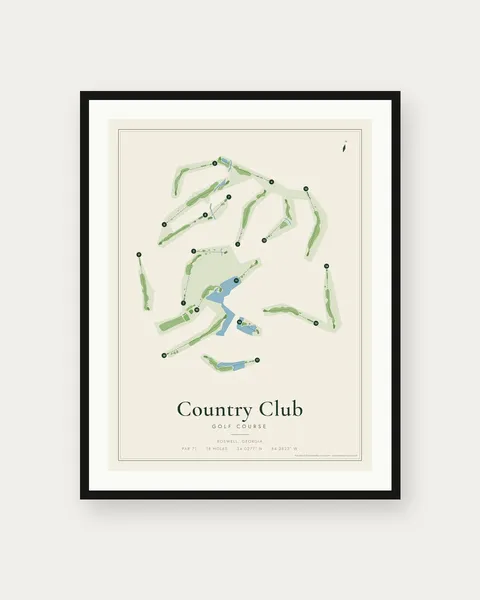 Country Club of Roswell golf course map print