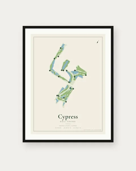 Cypress Golf Course golf course map print