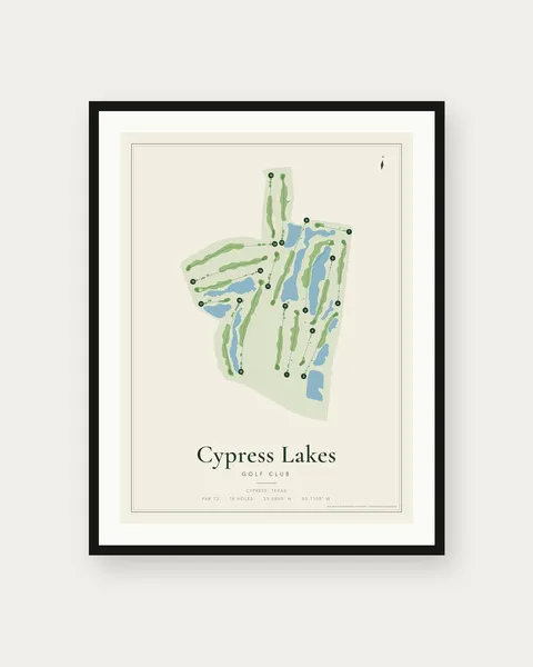 Cypress Lakes Golf Club golf course map print