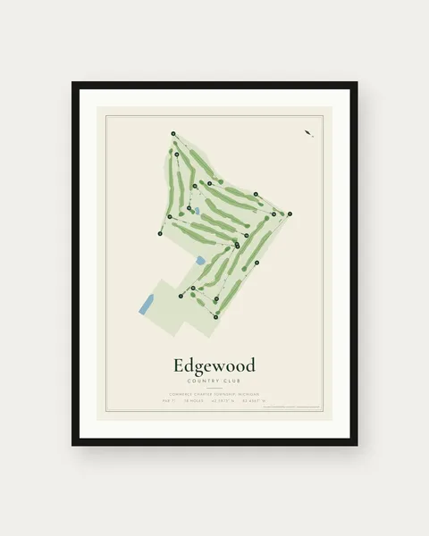 Edgewood Country Club golf course map print