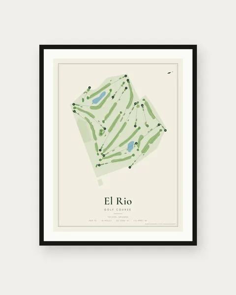 El Rio Golf Course golf course map print