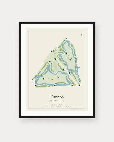 Estero Country Club golf course map print