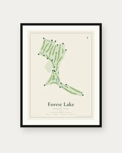 Forest Lake Country Club golf course map print