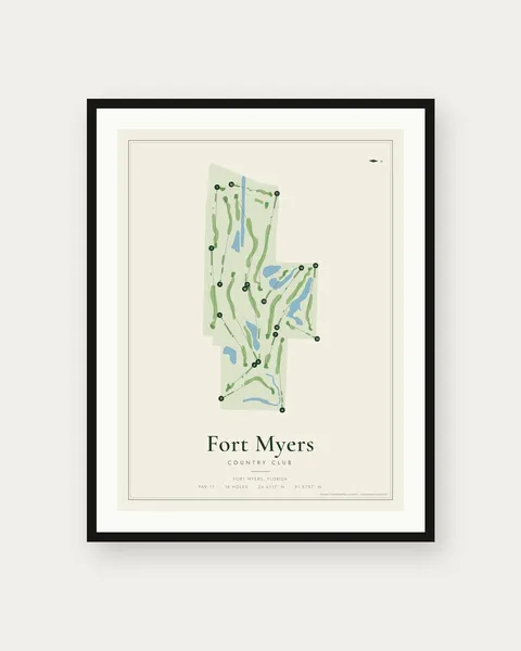 Fort Myers Country Club golf course map print