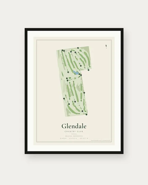 Glendale Country Club golf course map print