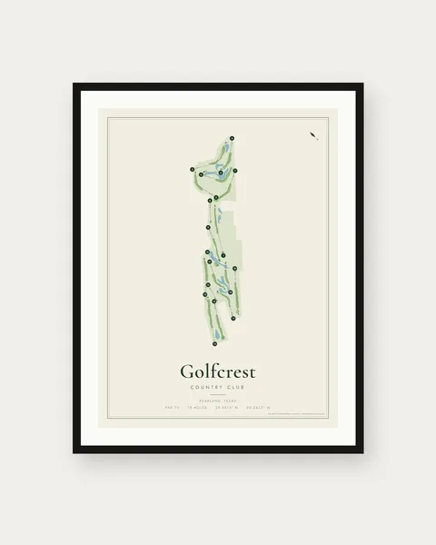 Golfcrest Country Club golf course map print