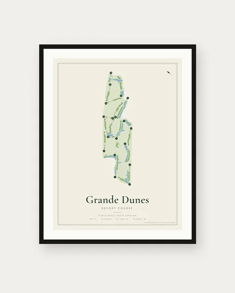 Grande Dunes Resort Course golf course map print