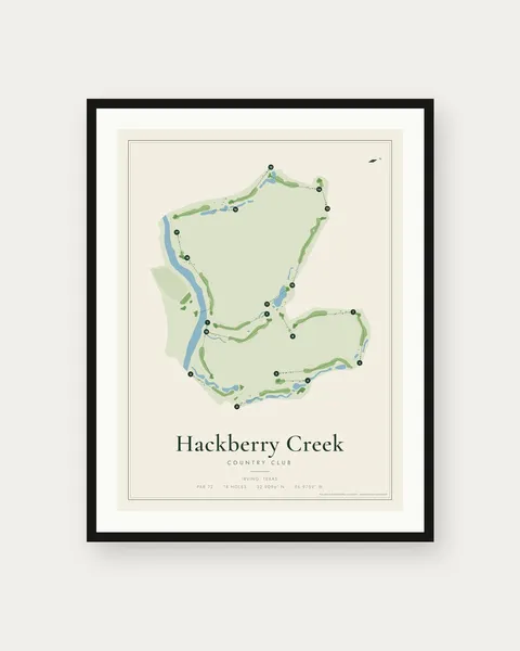 Hackberry Creek Country Club golf course map print