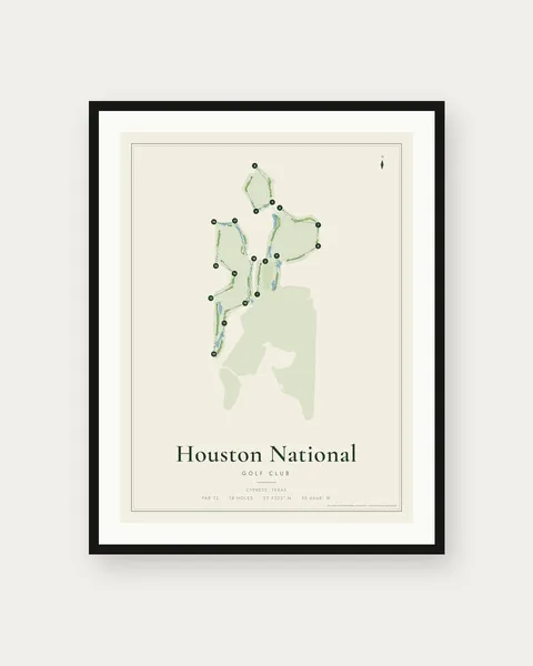 Houston National Golf Club golf course map print