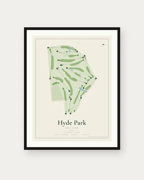 Hyde Park Golf Club golf course map print