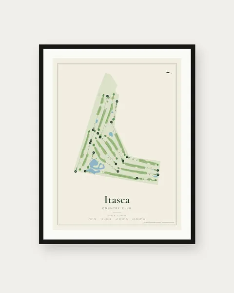Itasca Country Club golf course map print