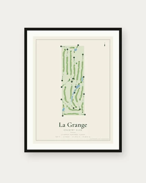 La Grange Country Club golf course map print