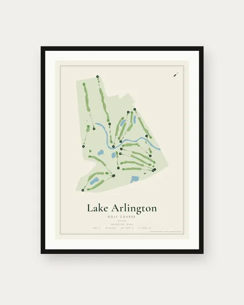 Lake Arlington Golf Course golf course map print