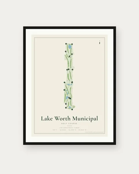 Lake Worth Municipal Golf Course golf course map print