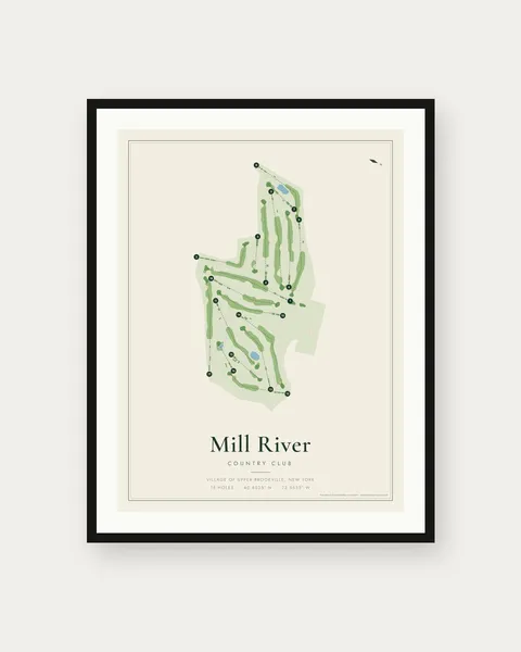 Mill River Country Club golf course map print