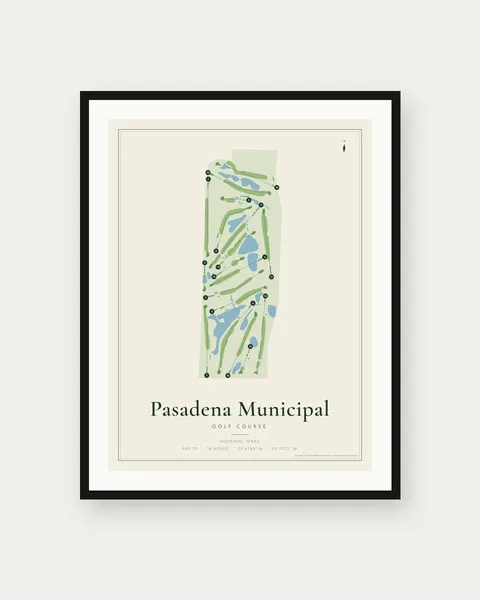 Pasadena Municipal Golf Course golf course map print