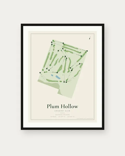 Plum Hollow Country Club golf course map print