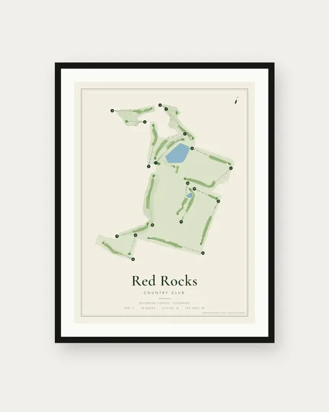 Red Rocks Country Club golf course map print