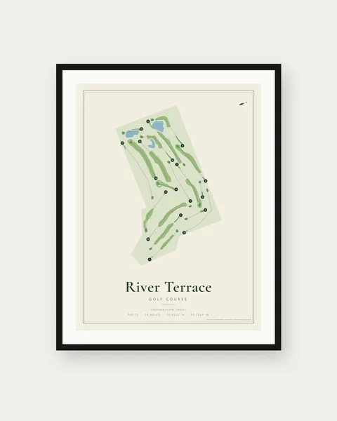 River Terrace Golf Course golf course map print