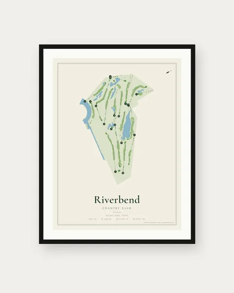 Riverbend Country Club golf course map print