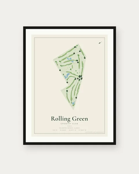 Rolling Green Country Club golf course map print