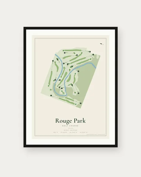 Rouge Park Golf Course golf course map print