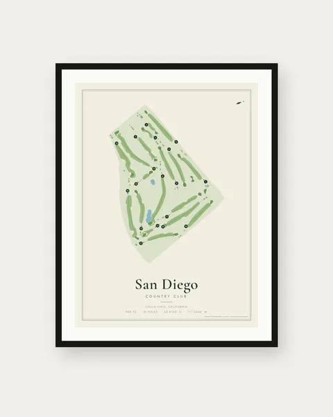 San Diego Country Club golf course map print