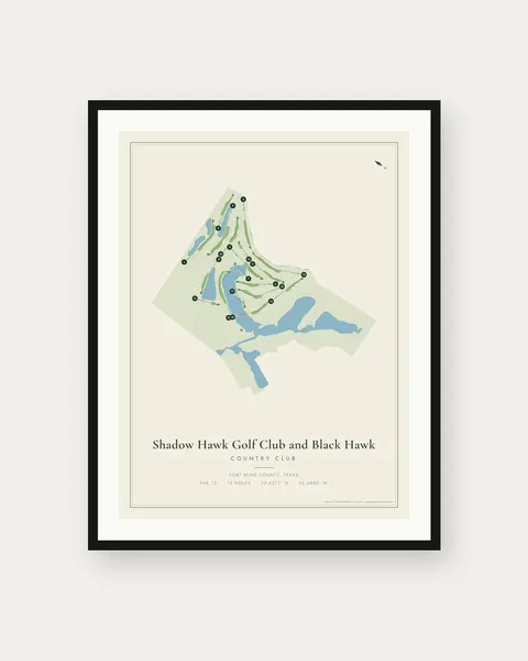 Shadow Hawk Golf Club and Black Hawk Country Club golf course map print