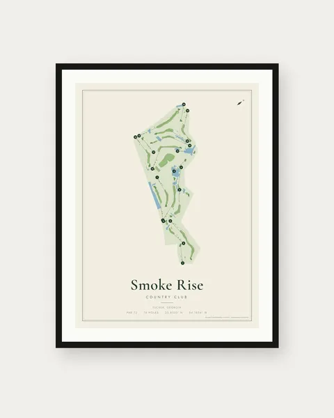 Smoke Rise Country Club golf course map print