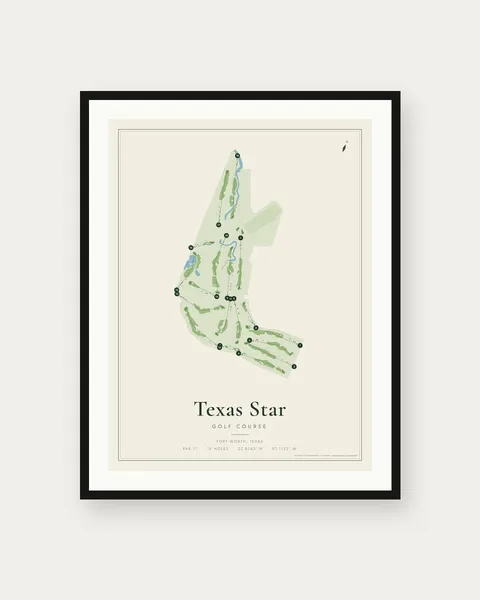Texas Star Golf Course golf course map print