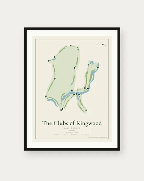 The Clubs of Kingwood - Lake Course golf course map print