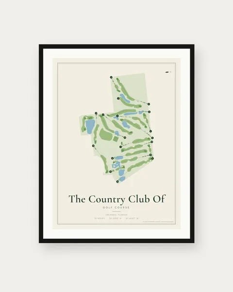 The Country Club Of Orlando golf course map print