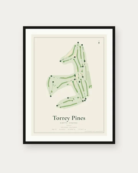 Torrey Pines North Course golf course map print