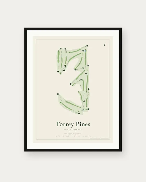 Torrey Pines South Course golf course map print