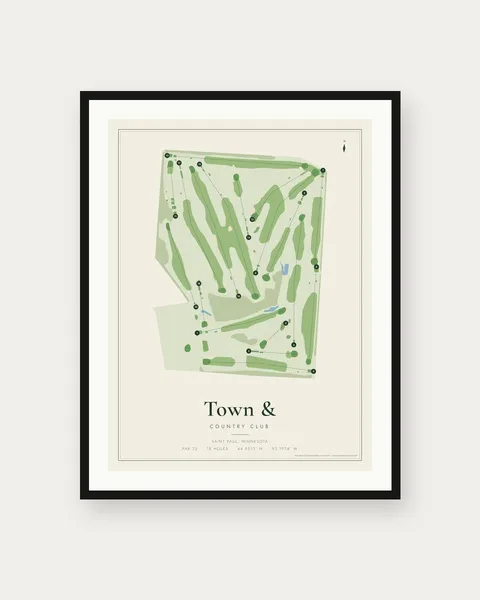Town & Country Club golf course map print