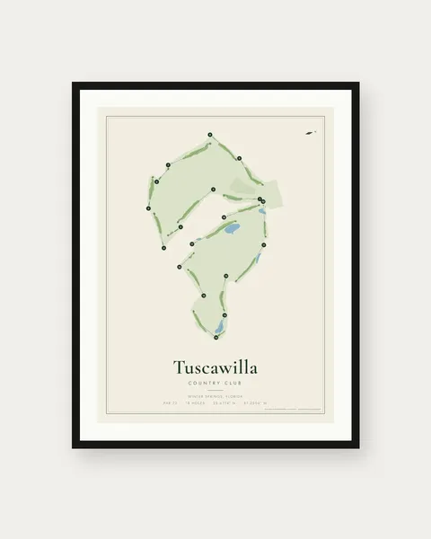 Tuscawilla Country Club golf course map print