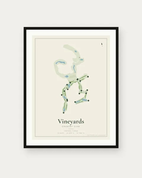 Vineyards Country Club golf course map print
