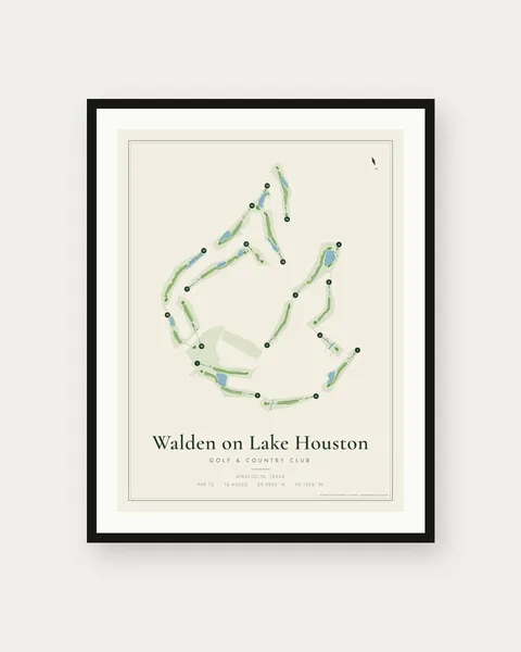 Walden on Lake Houston Golf & Country Club golf course map print