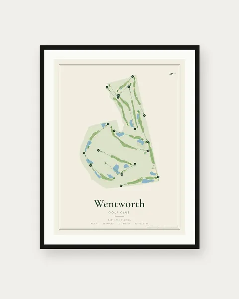 Wentworth Golf Club golf course map print