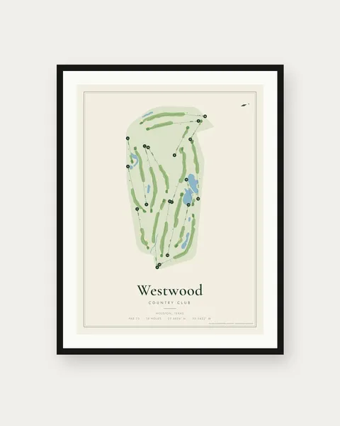 Westwood Country Club golf course map print