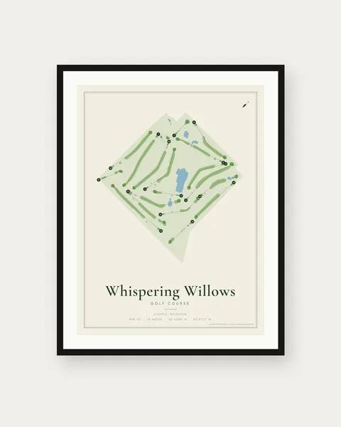 Whispering Willows Golf Course golf course map print