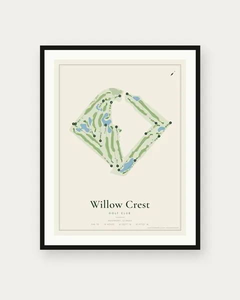 Willow Crest Golf Club golf course map print