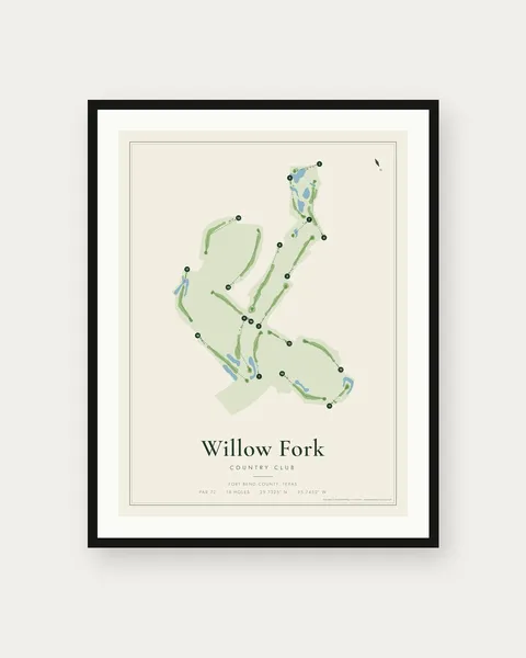 Willow Fork Country Club golf course map print