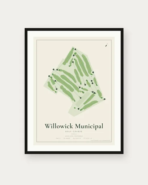 Willowick Municipal Golf Course golf course map print