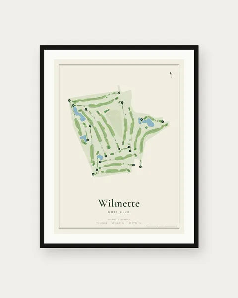 Wilmette Golf Club golf course map print